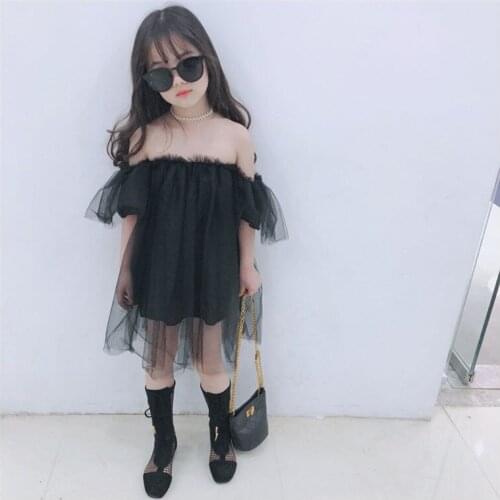 Princess Dress Pageant 2020 Kids Girl Off Shoulder Tutu Mesh Dress Party Wedding Formal dress black 3 4 8 10 12 years