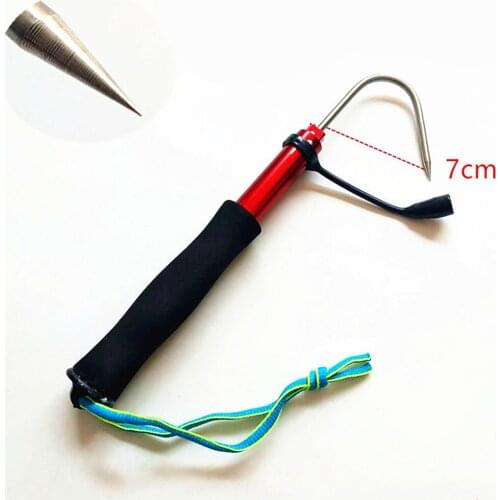 1pcs Telescopic Fishing Gaff 60/90/120cm Scalable Fish Grip Stainless Steel Aluminum Spear Hook Tack Fishing Tackle Pesca Tools