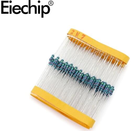 100pcs/lot 1/4W 1% Metal film resistor 0.25W resistance 2.7M Throught Hole