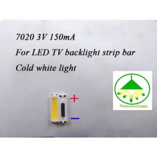 100pcs/lot 7020 3V 150MA SMD Lamp Beads LED Bulb for LED TV Backlight Strip Repair