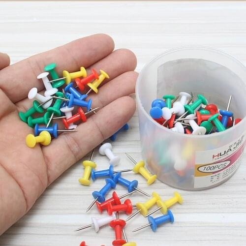 2box/Lot Total 200 pcs Colored Push Pins Standard Map Pins Alfinete Chinchetas Pushpins Stationery Office School Supplies H8601