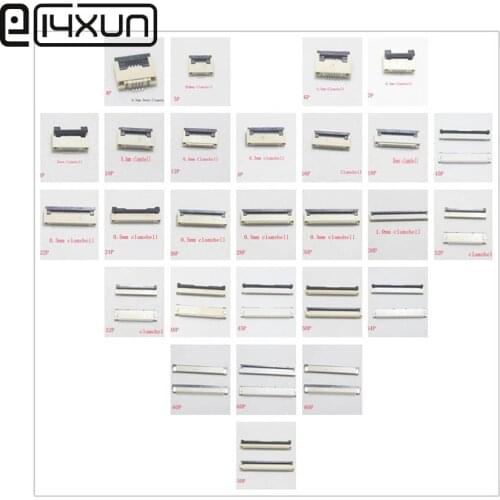 2pcs 0.5mm 1.0mm Pitch Under Clamshell FPC FFC Flat Cable Connector Socket 4P 6P 8P 10P 12P 14P 16P 15P 16P 18P 20P 22P 24P 30P
