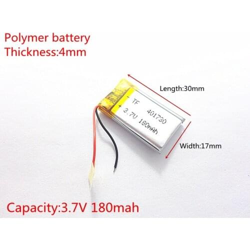 3.7V,180mAH,401730 PLIB; polymer lithium ion / Li-ion battery for GPS,mp3,mp4,mp5,dvd,bluetooth,model toy mobile bluetooth