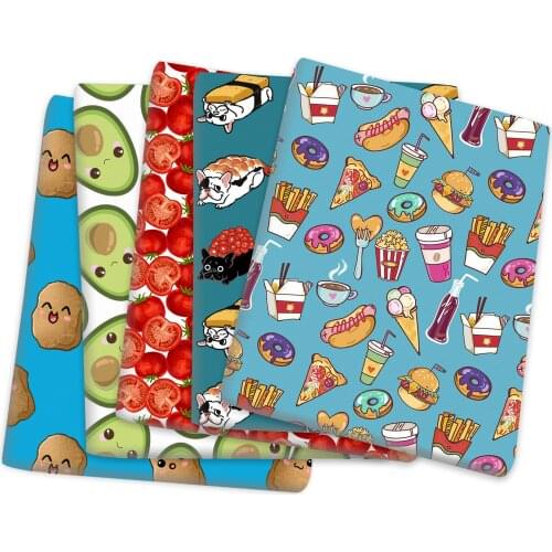 50*145cm Food Fruit Printed Polyester Cotton Fabric for Tissue Sewing Quilting Fabrics Needlework Material DIY Handmade,c18926