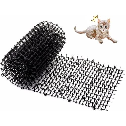 78.7x11.8inch Cat Scat Mat Garden Balcony Anti-Cat Prickle Strip with plastic spikes prevent cats and dogs from digging Black