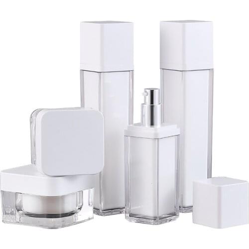 300pcs/lot 30/50g Acrylic Square Cream Jar Pot 50/100ml Lotion Pump Bottle Perfume Atomizer Spray Bottle Cosmetic Container