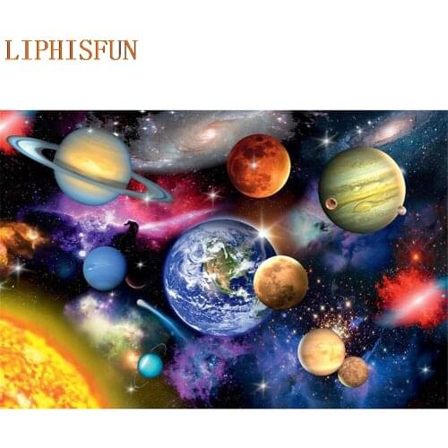 Diamond Painting Cross Stitch Full Square Round Picture of Rhinestone DIY Mosaic Embroidery Planet New Year Gift