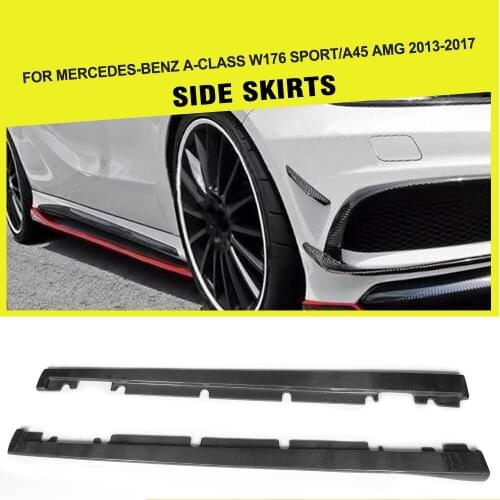 Car-Styling Carbon Fiber Car Side Skirts For Benz A-Class A250 W176 A45 AMG Bumper 2013-2017