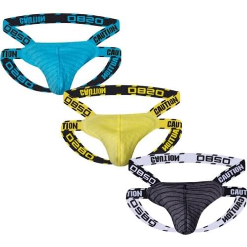Free Shipping 3pcs/lot Gay Jockstrap Men Underwear Thong Set Cotton Mens Thongs Bikini Sexy Underpants Man Dropshipping