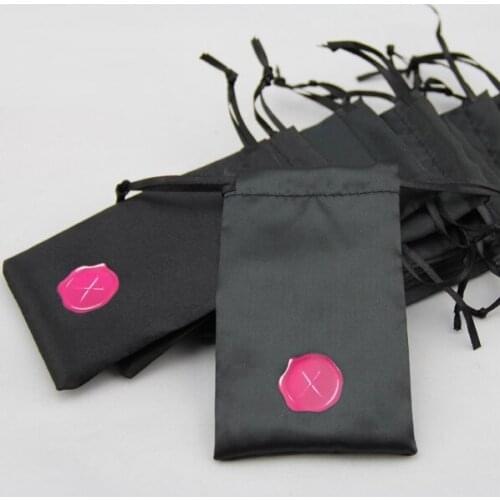 Free shipping 500/pcs satin small drawstring bag 20*30cm jewelry bag wholesale custom gift pouch with 2 color logo for jewelry