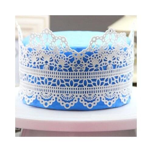 L004 big sugar lace mat flower flora lace mould fondant lace edge decoration for cake mold lace tools