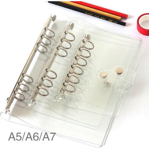 A5/A6/A7 PVC Notebook Accessory Sheet Shell Office School Stationery Transparent Concise 6 Holes Binder Planner Cover