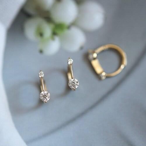 Customized Ice Cream Pure 9k Gold Small Zirconium Diamond Personalized Design Word Japanese and Korean Temperament Earr
