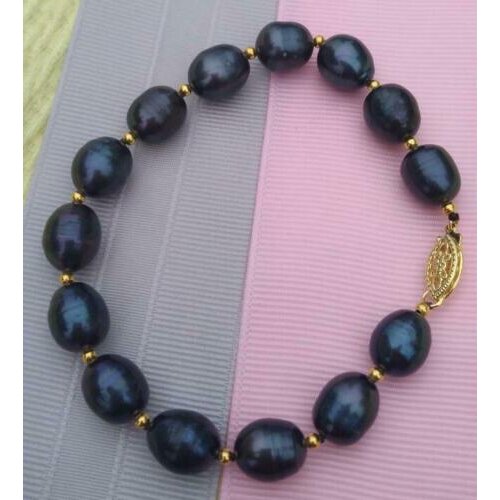 HOT SELL 7.5-8" Natural AAA Tahitian Genuine Black Pearl Bracelet
