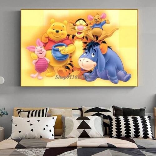 Disney Cartoon Winnie The Pooh Anime Canvas Painting Wall Art Posters Prints Decor Pictures for Kids Room Wall Home Decoration