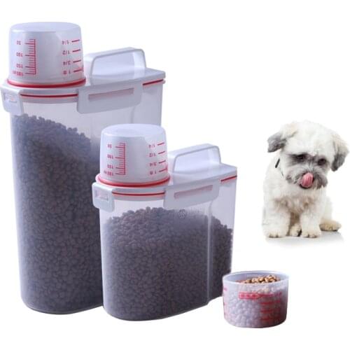 Pet Dog Food Box Sealed Storage Bucket Cat Food Box Moisture-proof Rice Barrel Miscellaneous Grain Pet Food Barrel Measuring Cup