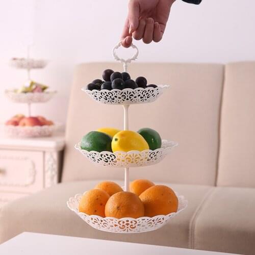 Creative 3 Tier Plastic Cake Stand Fruit Snacks Plate Afternoon Tea Wedding Plates Tableware Bakeware Cake Shop Plates