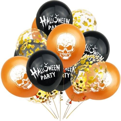 12inch Happy Halloween Latex Air Helium Balloons Cartoons Skeleton Grimace Skull Orange Theme Halloween Party Decoration For Kid