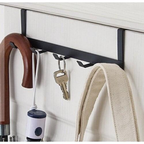 Metal Hanging Rack Home Storage Organization Hooks Rails Bedroom Door Hanger Clothes Hanging Rack Holder 5 Hooks for Bags Towel
