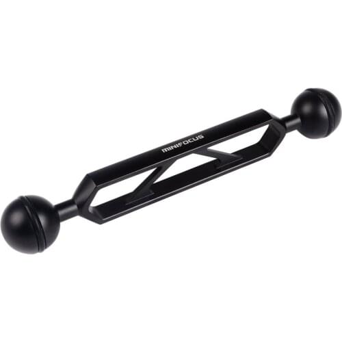 MINIFOCUS 6" / 15cm Double 1" Ball Full CNC Aluminum Arm for Connecting Strobe/Video Light to Underwater Housing Tray/Handle