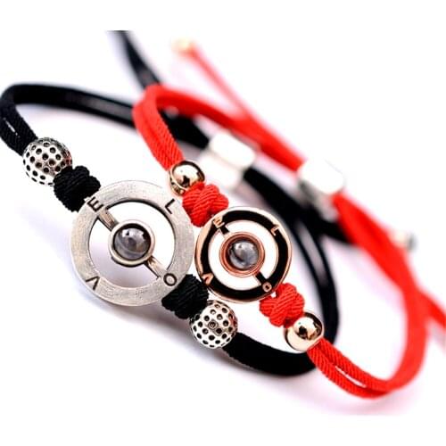 Fashion Bracelet Men 925 Sterling Silver 100 Languages I Love You Memory Bracelets Italy Hand Rope Women Lover Jewelry New