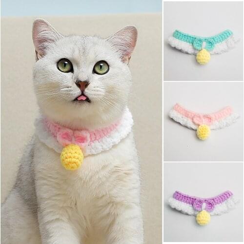 Fashion Cute Pet Collar Soft Wool Puppy Dogs Cats Hand-woven Collar Pet Party Neckerchief Cat Collar Neck Strap Pet Supplies