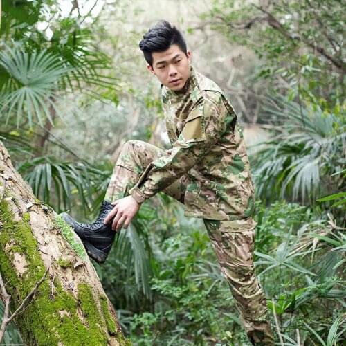 Men Outdoor Multifunction Hunting CS Air soft Tops Trousers Suits Camouflage Soldier Milita Combat Shirt+Pants Uniform Sets