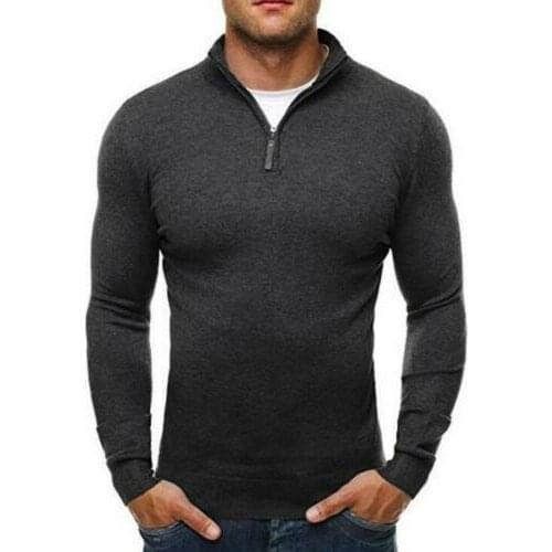Mens Knitted High Neck Pullover Solid Sweater Loose Solid Turtleneck Tops B16