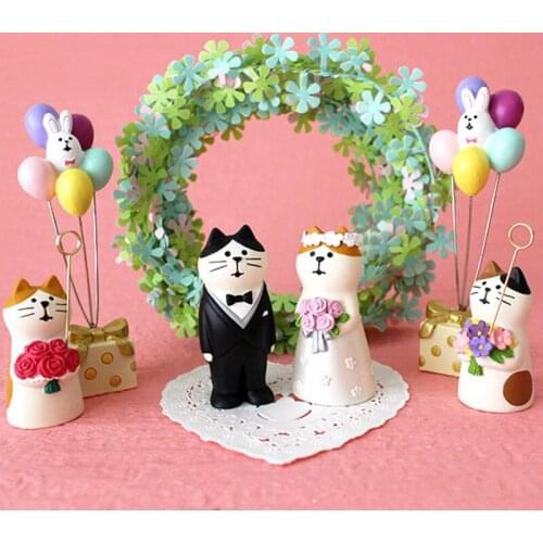 Bride Groom Cat Wedding Lover Valentines Day Gift Miniature Dollhouse Ornament Mini Toy Home Craft Decor Cake Decoration