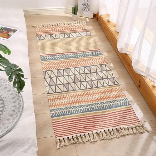 Nordic Rug Cotton Linen Carpets for Living Room Moroccan Carpet Tassel Area Rug Bedroom Bedside Room Rug Floor Wall Mats