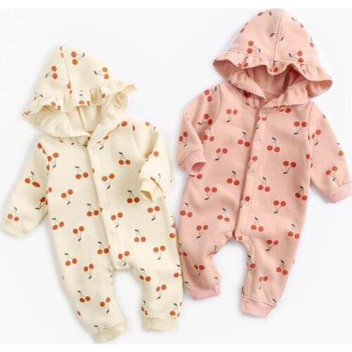 Baby Clothes Newborn Girl Rompers Princess Dress Winter Velvet Pants Baby Boy clothes Summer Long sleeve Solid Cherry Jumpsuit