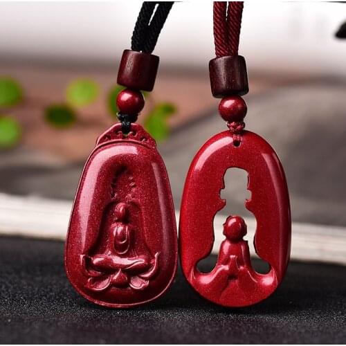 Natural Purple Cinnabar Buddhist Mantra Pendant Necklaces Manual Rope Women Men Fashion Jewelry Gift Dropship