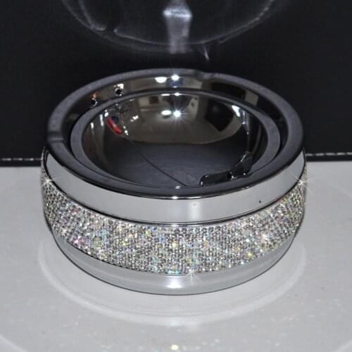 Bling Cute Girly Ash Tray Smoke Tray with Rhinestones Stainless Steel Smoking Accessories Cigar Ashtray Home Gifts for Boyfriend