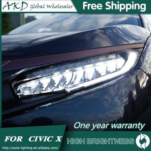 Headlights For Car honda civic 2016-2019 new civic X DRL Day Running Light Head Lamp LED Bi Xenon Bulb Fog Lights Car Accessory
