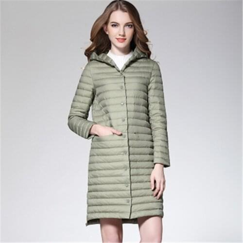 Sanishroly 2018 Autumn Women Hooded White Duck Down Jacket Ultra Light Down Coat Parka Ladies Long Outerwear Tops Plus Size S289