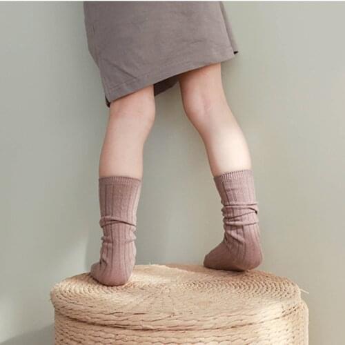 Family Matching Socks Women Adult Kid Girls Cotton Stretch Socks Cute Sweet Plain Solid Colour Stockings New Accessories