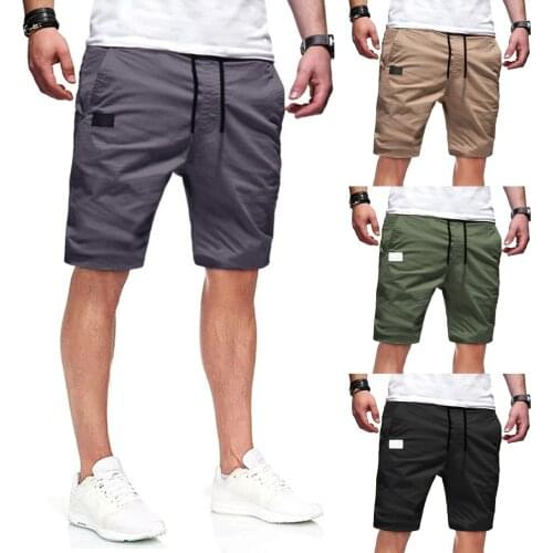 New Mens Fashion Casual Shorts Mid Waist Cargo Pant Solid Pocket Drawstring Shorts High Quality Comfy Cotton Short Dropshipping