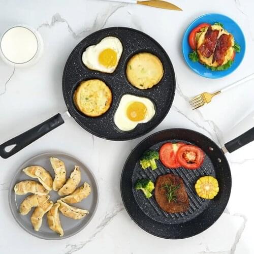 Four-hole Omelet Pan For Eggs Ham PanCake Maker Frying Pans Creative Non-stick No Oil-smoke Breakfast Grill Pan Cooking Pot