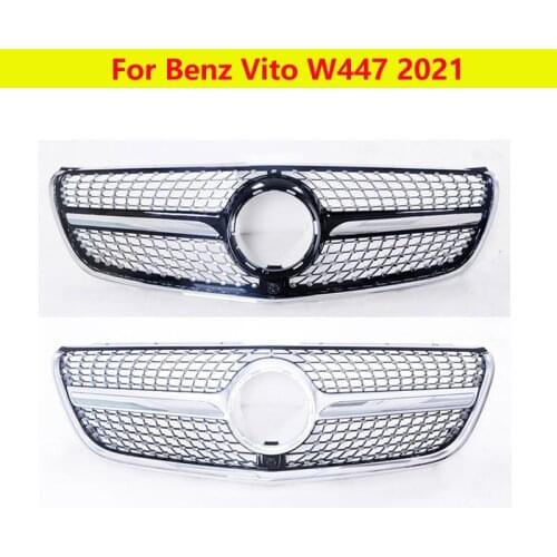Car Styling Center Grill Front Bumper Vertical Bar Middle Grill For Mercedes-Benz Vito W447 2021 Modified for Diamond style