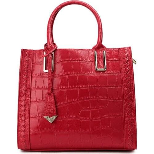 Women Fashion Handbag Crocodile Pattern Cowhide Leather Womens Bucket Shoulder Bag Ladies purse Crossbody Bag Dropshiping