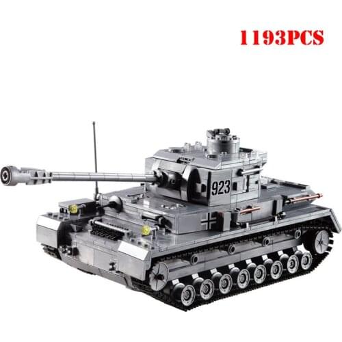 Military WW2 Weapon Large Panzer Tiger King Tank Vehicle Building Blocks Army World War 2 Figures Bricks Toys For Children Kids