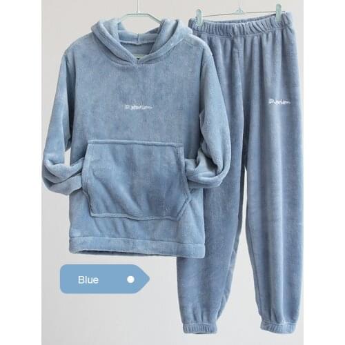 Women Winter Pajamas Set Thick Warm Flannel Homewear Winter Lounge Wear Female Flannel Pajamas Home Pants Warm Home Clothes Suit