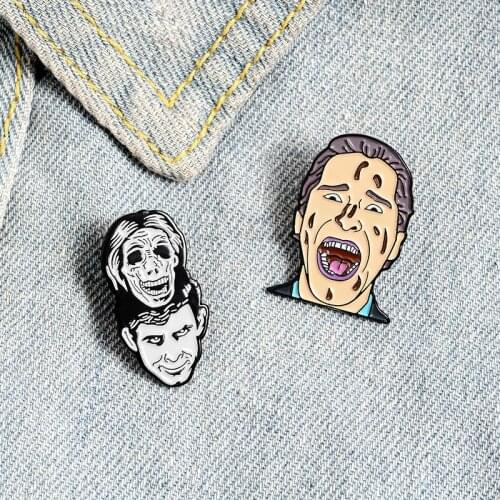 Psycho Enamel Pins Dual Personality Norman Killer Badge Horror Film Lapel Pin Jewelry Brooches for Friends Movie Lover Gifts