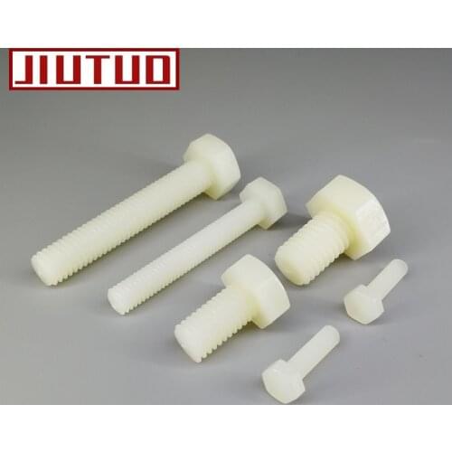 10PCS M6*10/15/20/25/30/40/5060 white nylon screws full thread outer hex Insulation screw M6 screws 6mm External hex screw bolt