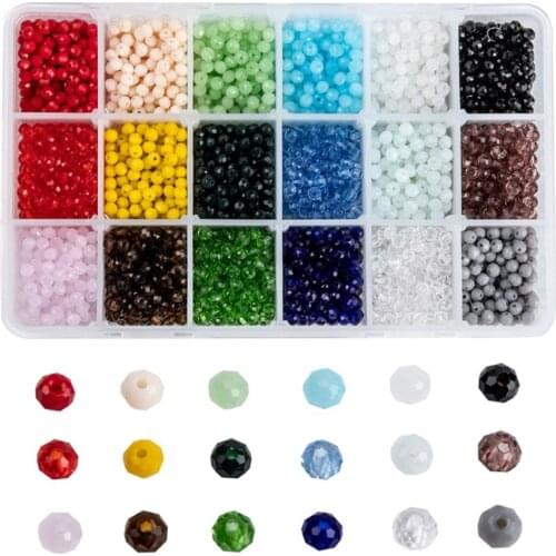 18 Colors/Box Mix Color Electroplate Glass Beads 4mm 6mm 8mm Faceted Rondelle Beads Bracelet Necklace DIY jewelry making