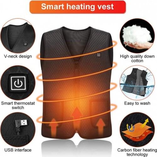 2021 Jacket Heated Vest Fashion Mens vests Intelligent USB Electric Heating Thermal coat Warm Winter Hunting vest Tactical vest
