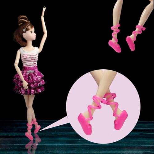 5pairs/lot Ballet Shoes Bind-type Toe Shoes for Barbie Doll Mixed Colors Fashion Dolls Parts Accessories Xmas Gift For Girls