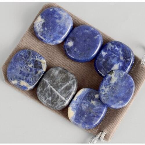 7pcs/Set Natural Sodalite Crystal Reiki Healing Chakra Palm Worry Stone SPA Massage Beauty Health Care Tool With Pouch Mediation