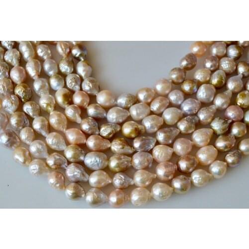 8-12mm Natural Pink Teardrop Baroque Freshwater Pearl Beads 15"