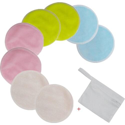 8Pcs/lot Reusable Cotton Pads Make up Facial Remover Double layer Wipe Pads Nail Art Washable Cleaning Pads With Bag dropshiop